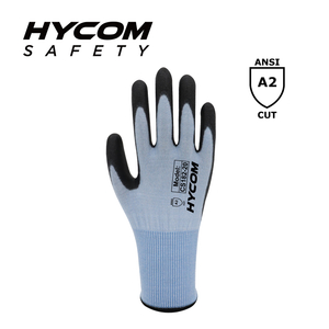 HYCOM Luva resistente ao corte 18G ANSI 2 com revestimento de PU Luvas PPE de filamento ultrafino