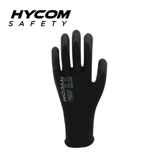 HYCOM Luva de Poliéster 13G com Palm Sandy Nitrile Coating Plus Nitrile Dotts Luvas de Trabalho