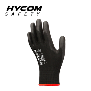 HYCOM Luva de segurança revestida de poliuretano 13G com palma resistente a cortes