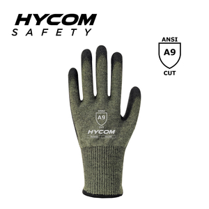 HYCOM 13G ANSI 9 Luva Resistente ao Corte Revestida com Palm PU Aramida Luvas PPE