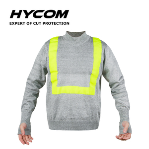 HYCOM Pulôver ANSI 5 Resistente a Cortes com Fita Refletora Altamente Visível e Orifício para o Polegar Roupas EPI