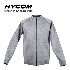 HYCOM Jaqueta com zíper resistente a corte ANSI 5 com pique respirável e roupas de EPI com orifício para o polegar