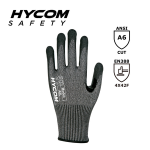 HYCOM Luva resistente ao corte 13G ANSI 6 com revestimento de nitrilo de palma luvas PPE